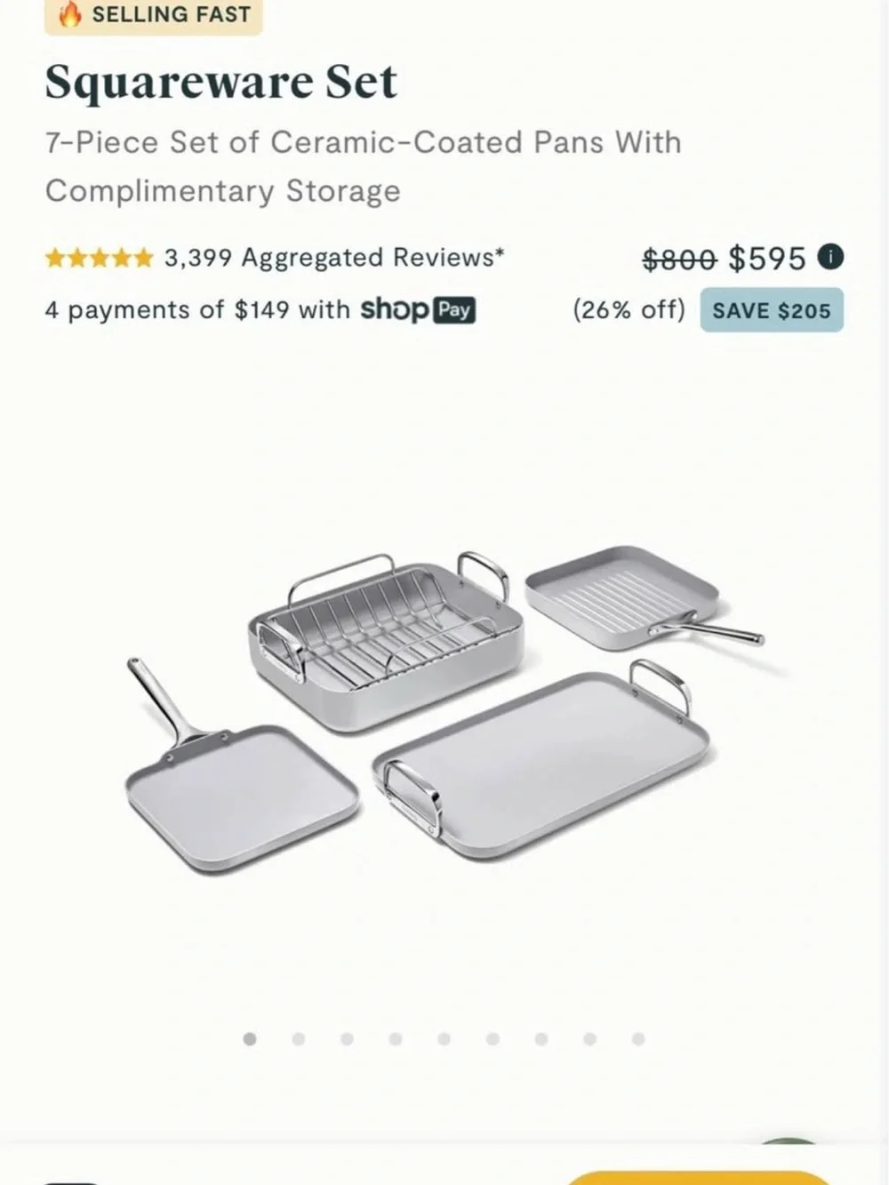 Caraway Non-Toxic Cookware Set - Gray Squareware
